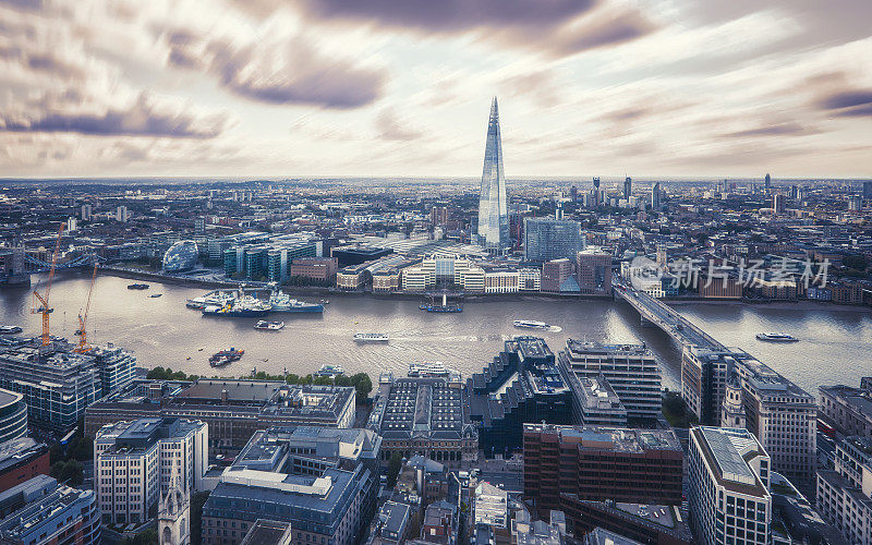 Skyline of The City in London, England